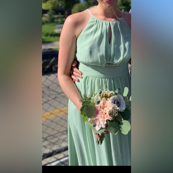 Sage Green “Meadow” Bridesmaids Formal Dress Keyhole David’s Bridal Size 10 - Picture 2 of 4